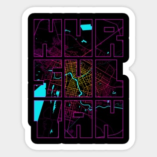 Nur Sultan, Kazakhstan City Map Typography - Neon Sticker